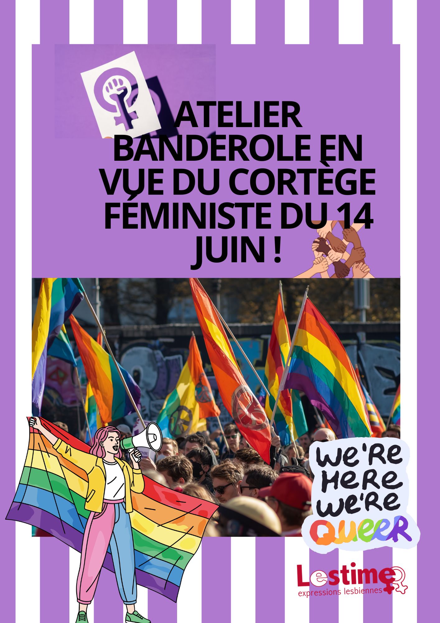 ATELIER BANDEROLE EN VUE DU CORTÈGE FÉMINISTE DU 14 JUIN !